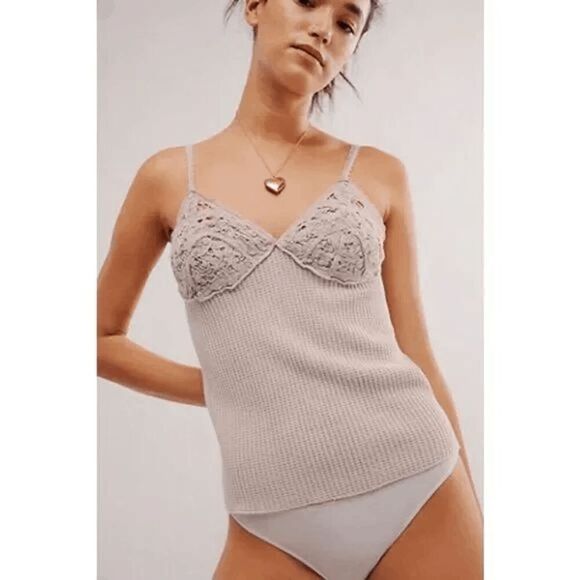 Free People FP One Knit Thermal Antique Lavender Cami Medium NWOT - Picture 8 of 10